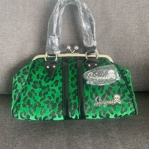 SOURPUSS TEMPTRESS GREEN LEOPARD PURSE - NWT - $49 - Limited Edition